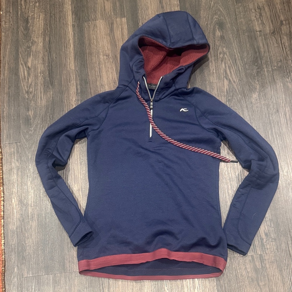 Kjus Navy Hooded Sweatshirt with maroon Accents